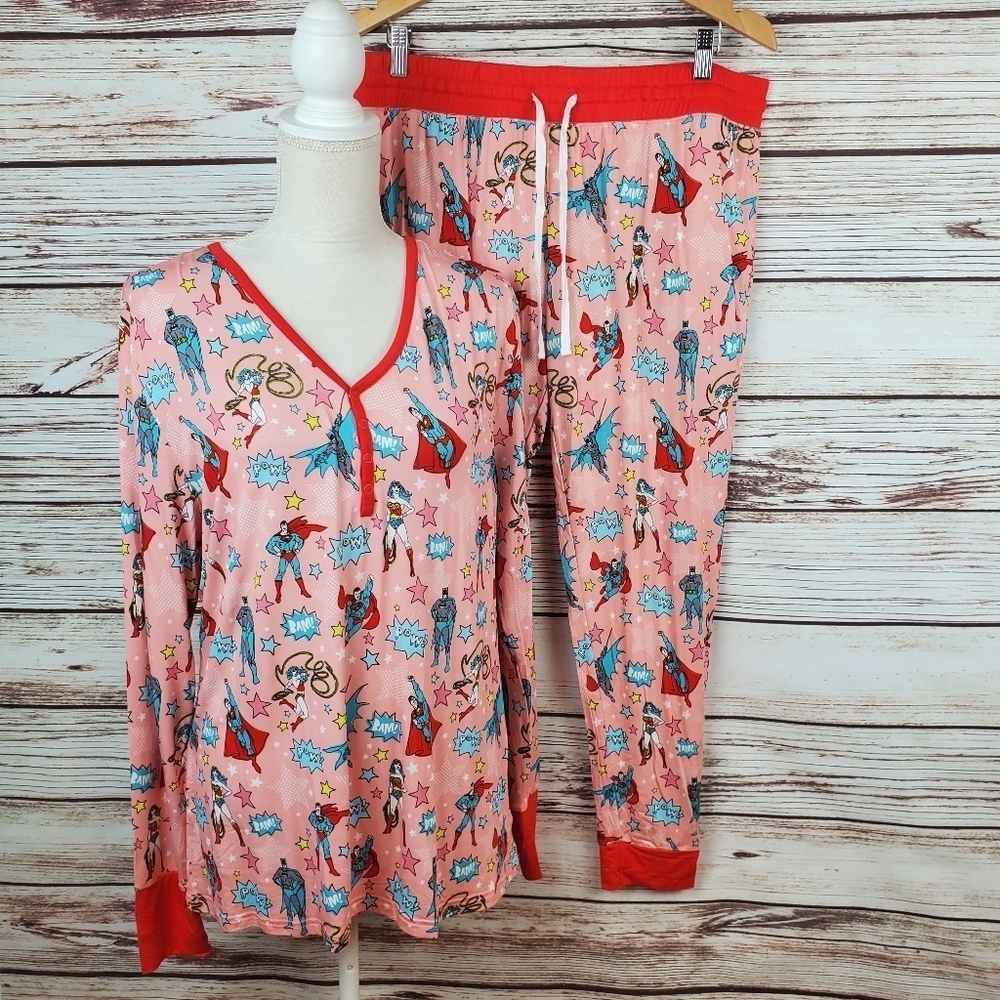 NWT Little Sleepies Womens Large DC Justice League 2-PC Pajamas Top Pants    #59
